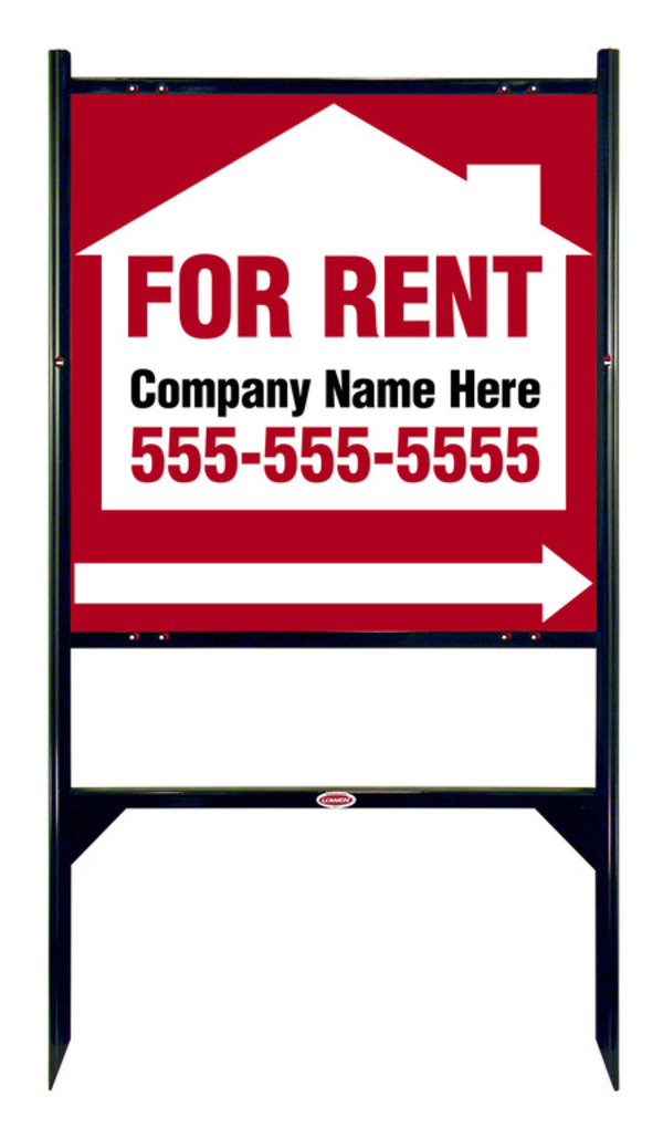 For Rent Angle Iron Sign Units with Space for Company Name, 24h x 24w, Black